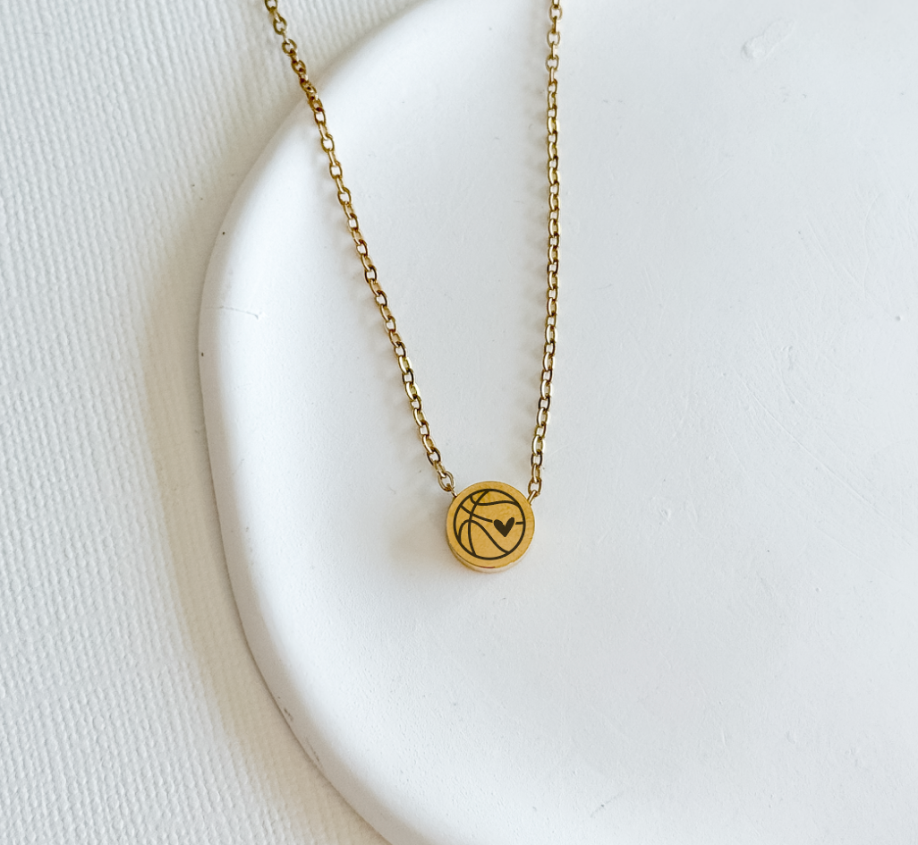 Petite Engraved Basketball Pendant