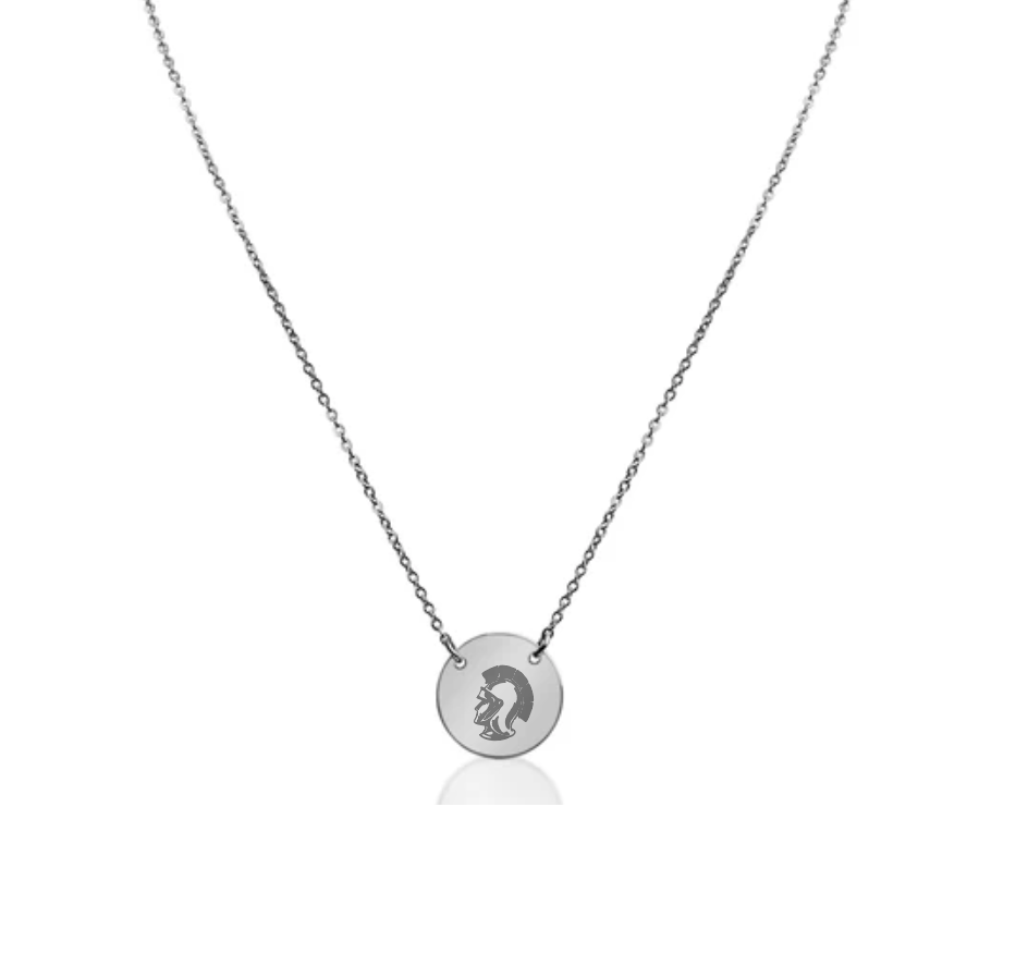 Trojan Mascot Engraved Circle Pendant on Loop Chain (AMS)