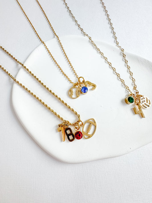 Custom Number Sport Cluster Necklace