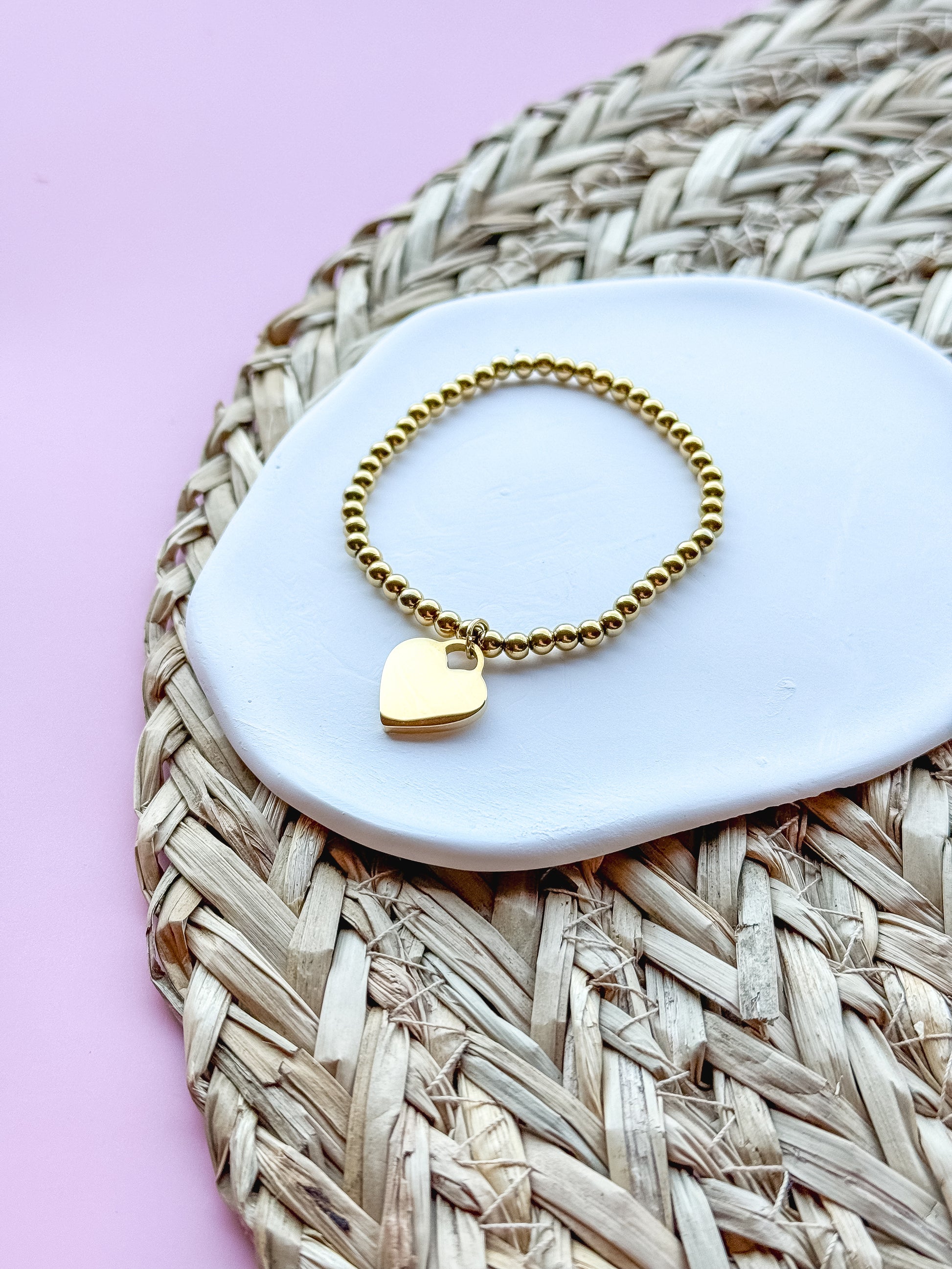 Engraved Heart Charm Bracelet