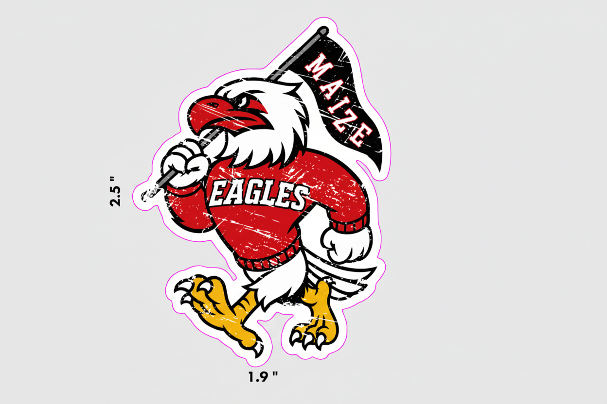 Vintage Maize Eagle Mascot Waterproof Vinyl Sticker (MMS)