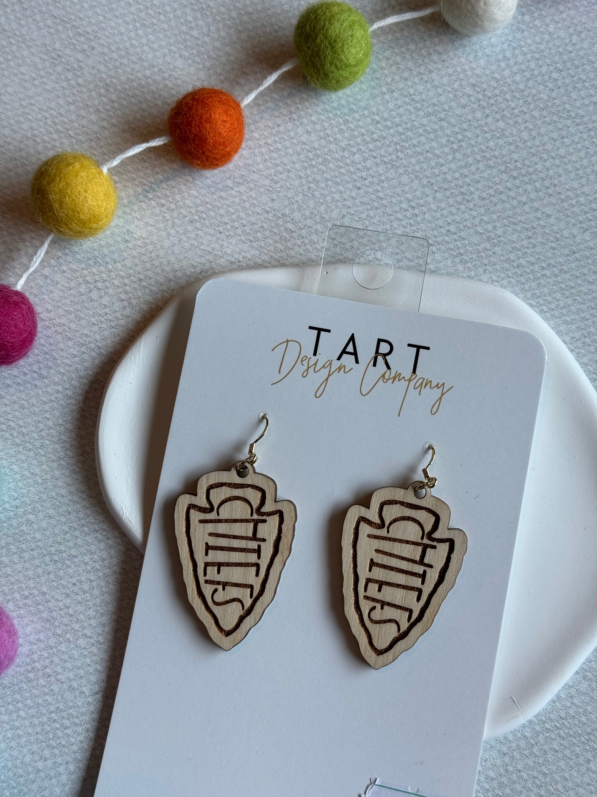 Chiefs wood dangle earrings