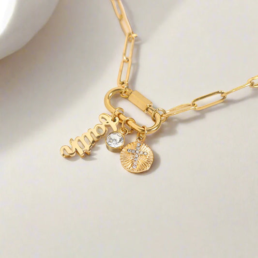 Have Faith Carabiner Paper Clip Charm Necklace