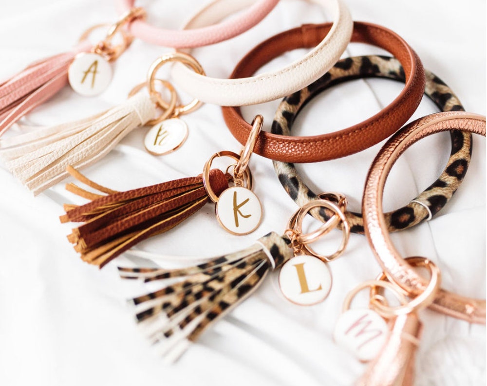 Bracelet Keychain / O Ring Personalized Leather Keychain Bangle