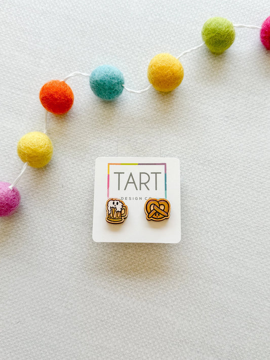 Perfect Pair Beer and Pretzel Stud Earrings