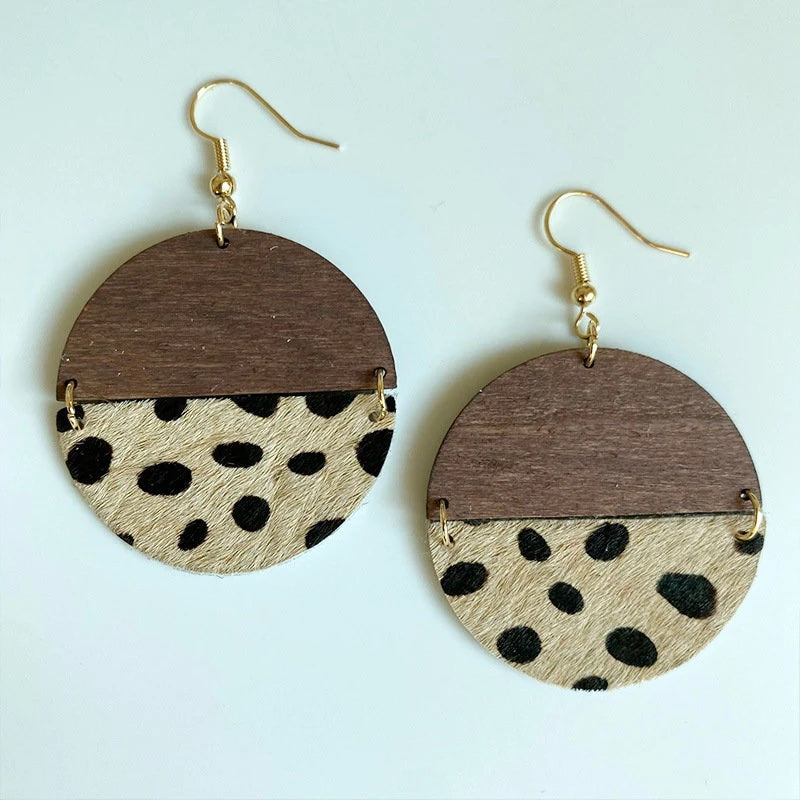 Leopard Leather Dangle Earrings