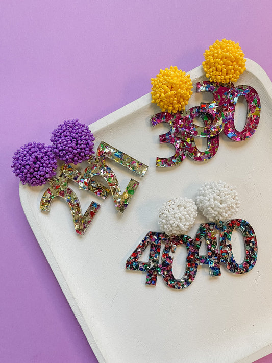 Celebration Birthday Milestone Earrings / Acrylic Birthday Dangles