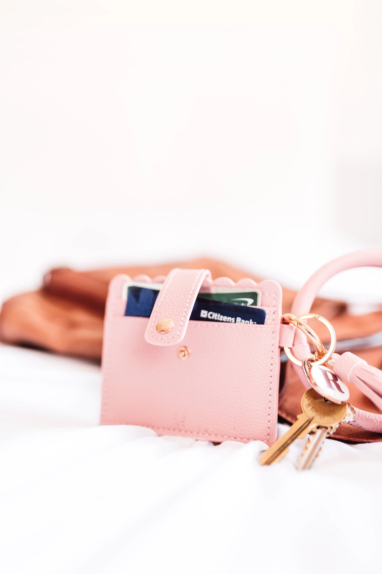 Bracelet Wallet Keychain / O Ring Personalized Leather Keychain Bangle with Wallet