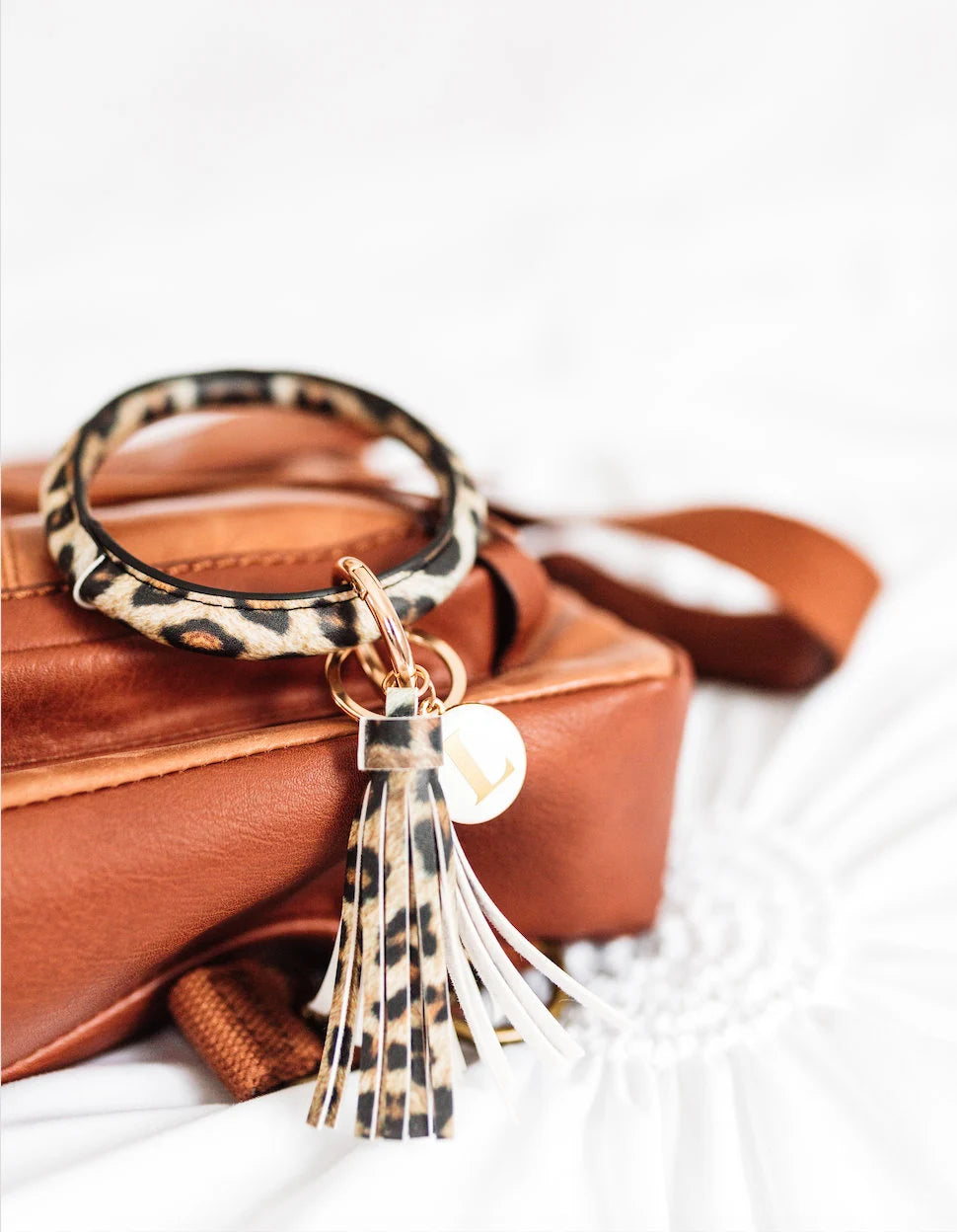 Bracelet Keychain / O Ring Personalized Leather Keychain Bangle