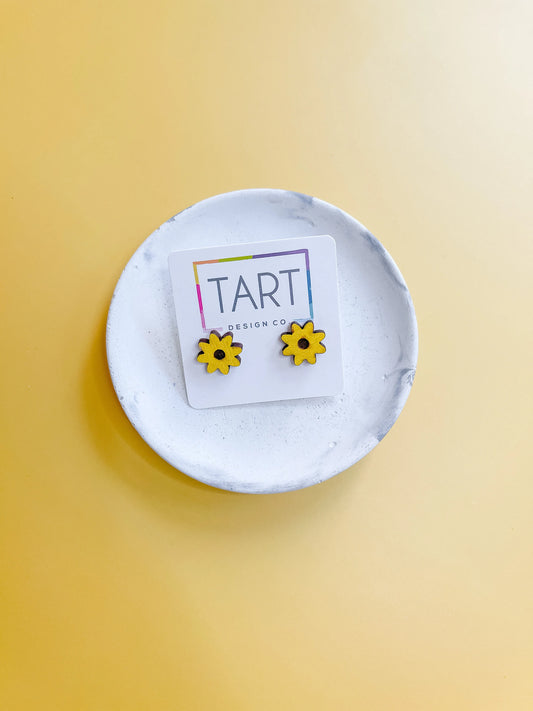 Sunflower  Wooden Stud Earrings