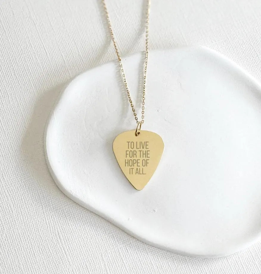 Custom Engraved Lyric Guitar Pick Necklace