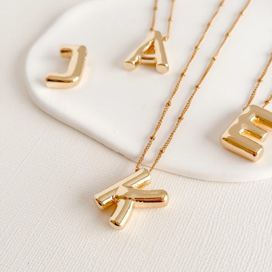 Bubble Balloon Letter Pendant Necklace