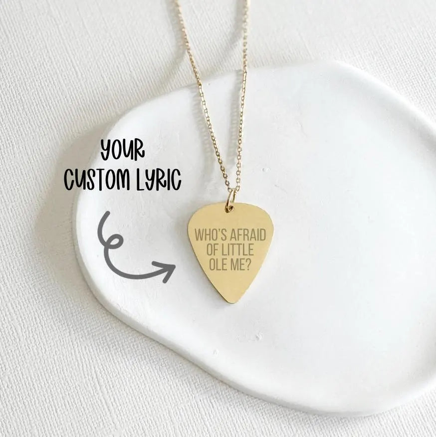 Custom Engraved Lyric Guitar Pick Necklace